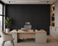 Decorative Acoustic Wall Panels – Sound Absorbing Upholstered Panels Black (1.44 m2 - 15.5 sq ft) 4-Pack
