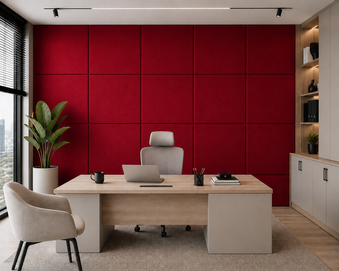 Decorative Acoustic Wall Panels – Sound Absorbing Upholstered Panels (1.44 m2 - 15.5 sq ft) 4-Pack