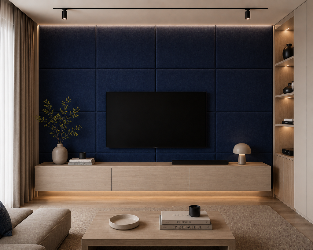Decorative Acoustic Wall Panels – Sound Absorbing Upholstered Panels (1.44 m2 - 15.5 sq ft) 4-Pack