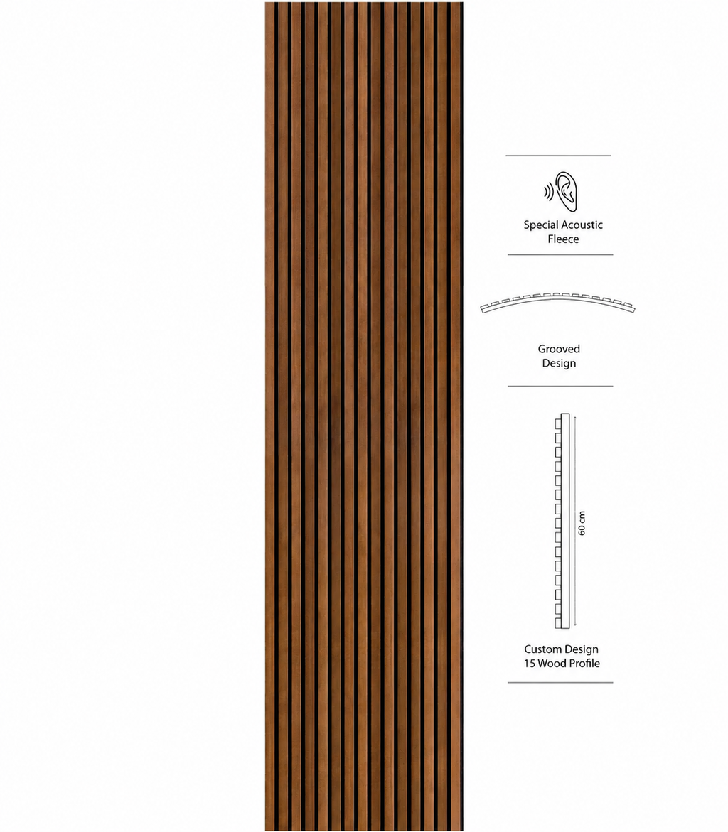 Acoustic Slat Wood Wall Panels Walnut