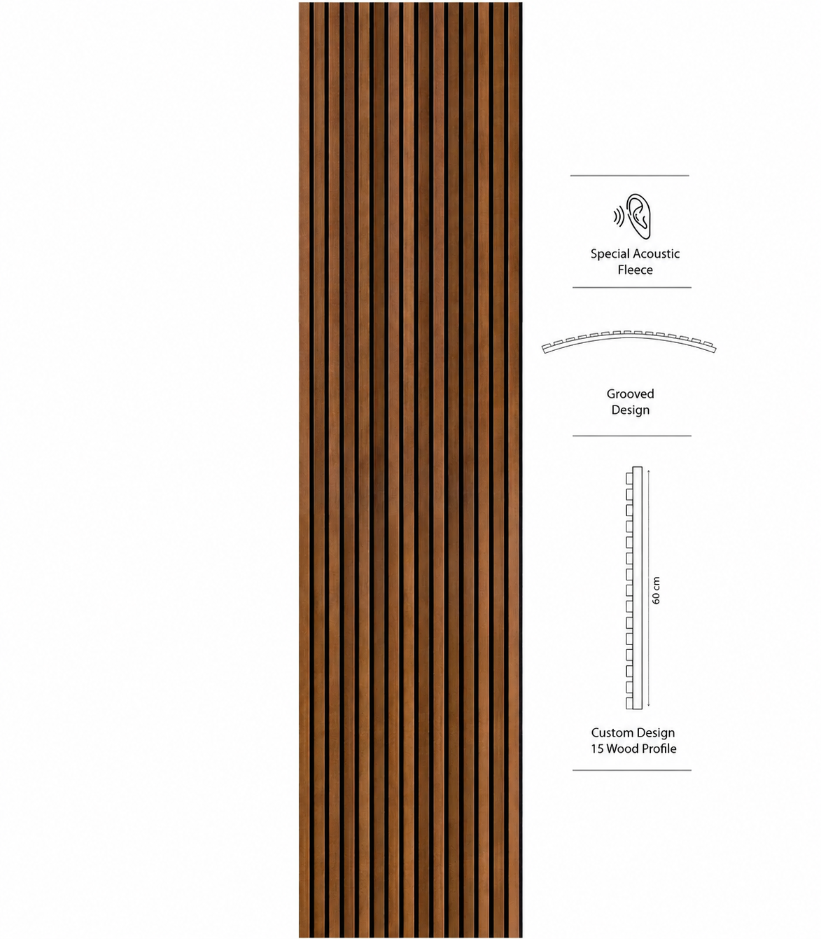 Acoustic Slat Wood Wall Panels Walnut