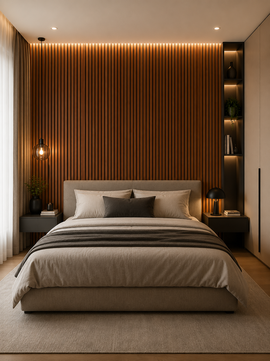 Acoustic Slat Wood Wall Panels Walnut