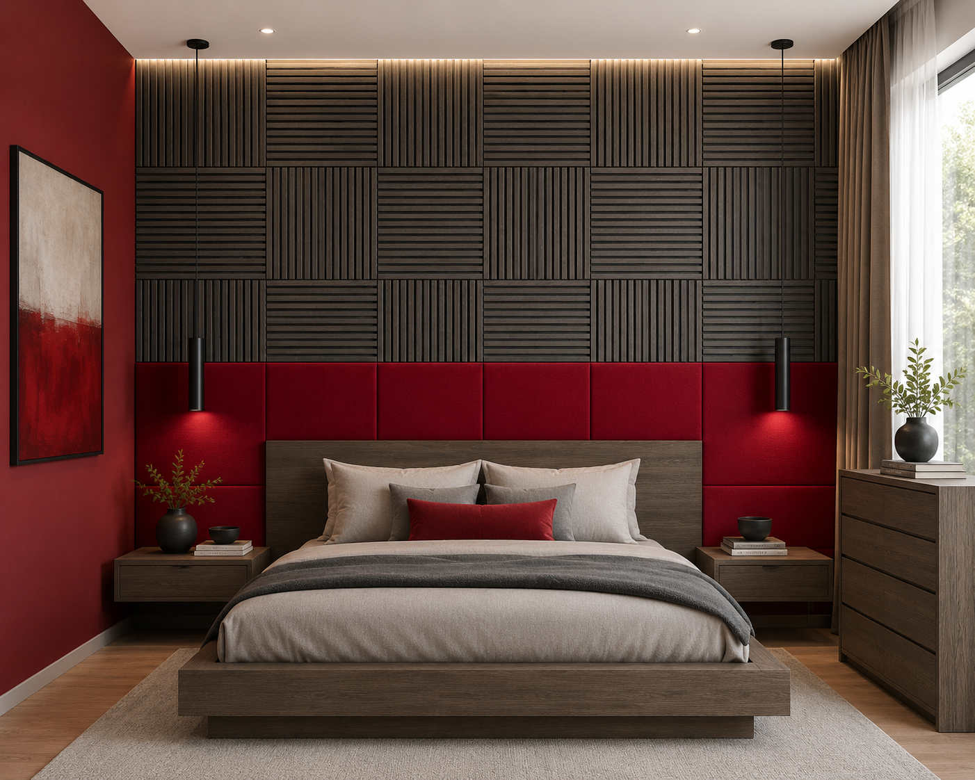 Modern Sound Absorbing Decorative Wall Panels Grey (1.44 m2 - 15.5 sq ft) 4-Pack