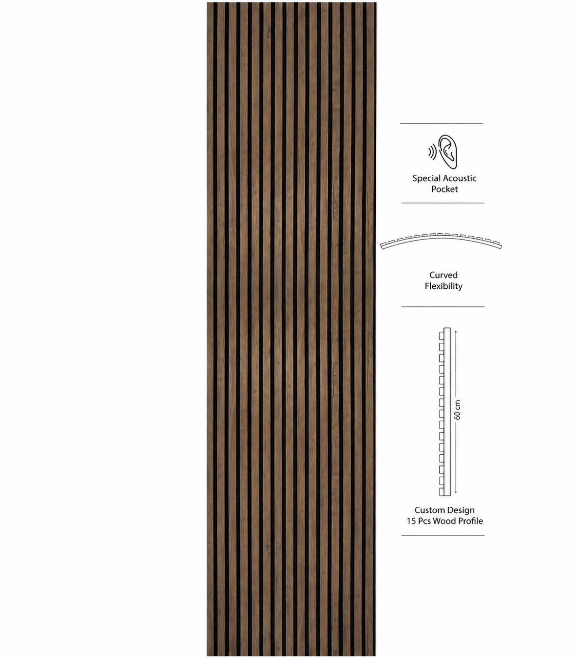 Luxury Dark Antique Acoustic Slat Wood Wall Panels