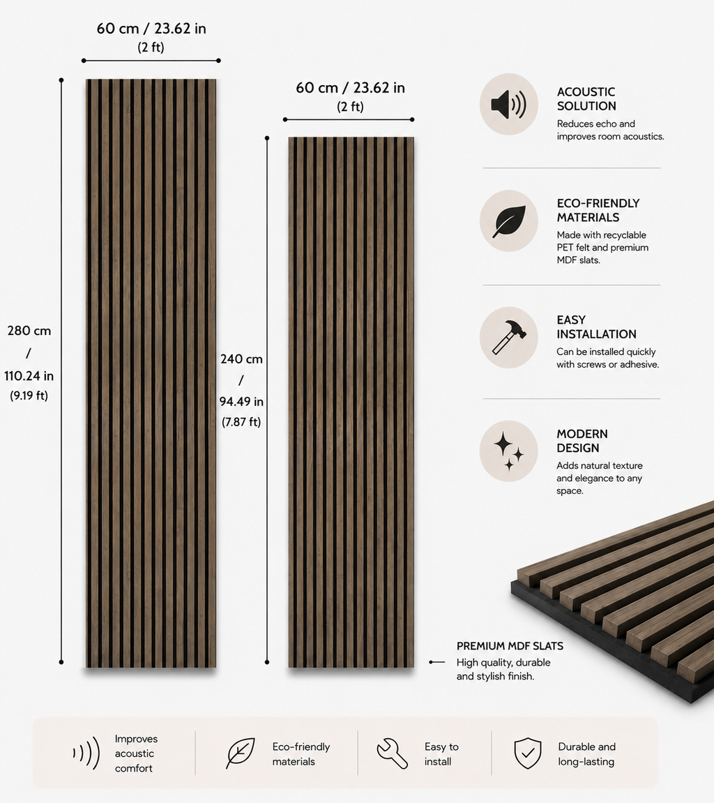 Luxury Dark Antique Acoustic Slat Wood Wall Panels