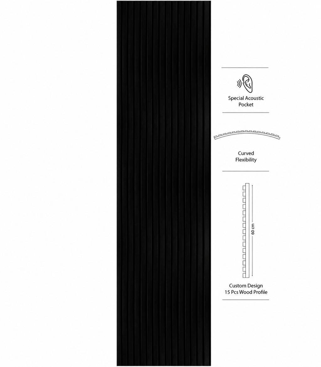 American Luxury Black Acoustic Slat Wood Wall Panels