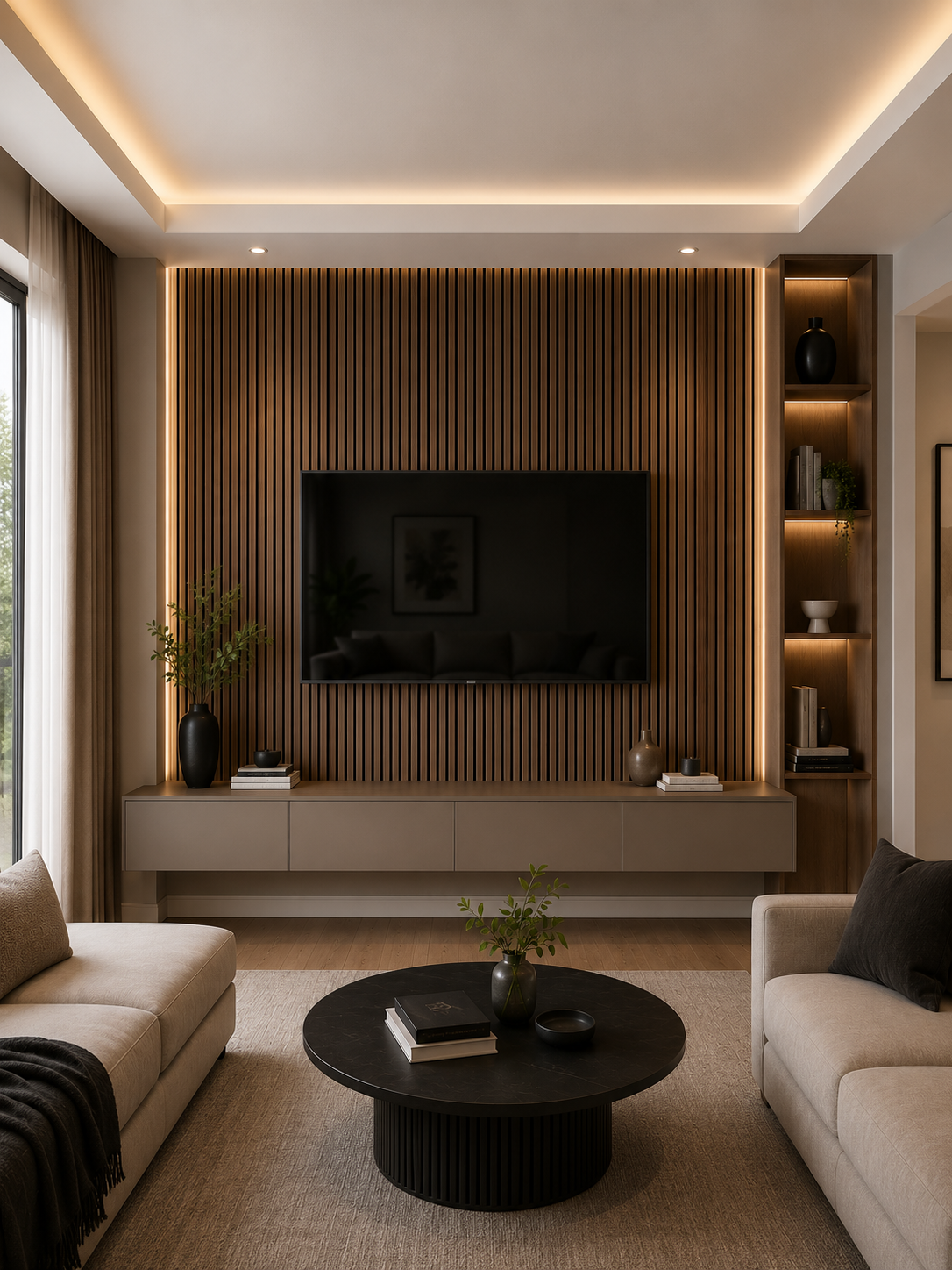 Luxury Dark Antique Acoustic Slat Wood Wall Panels