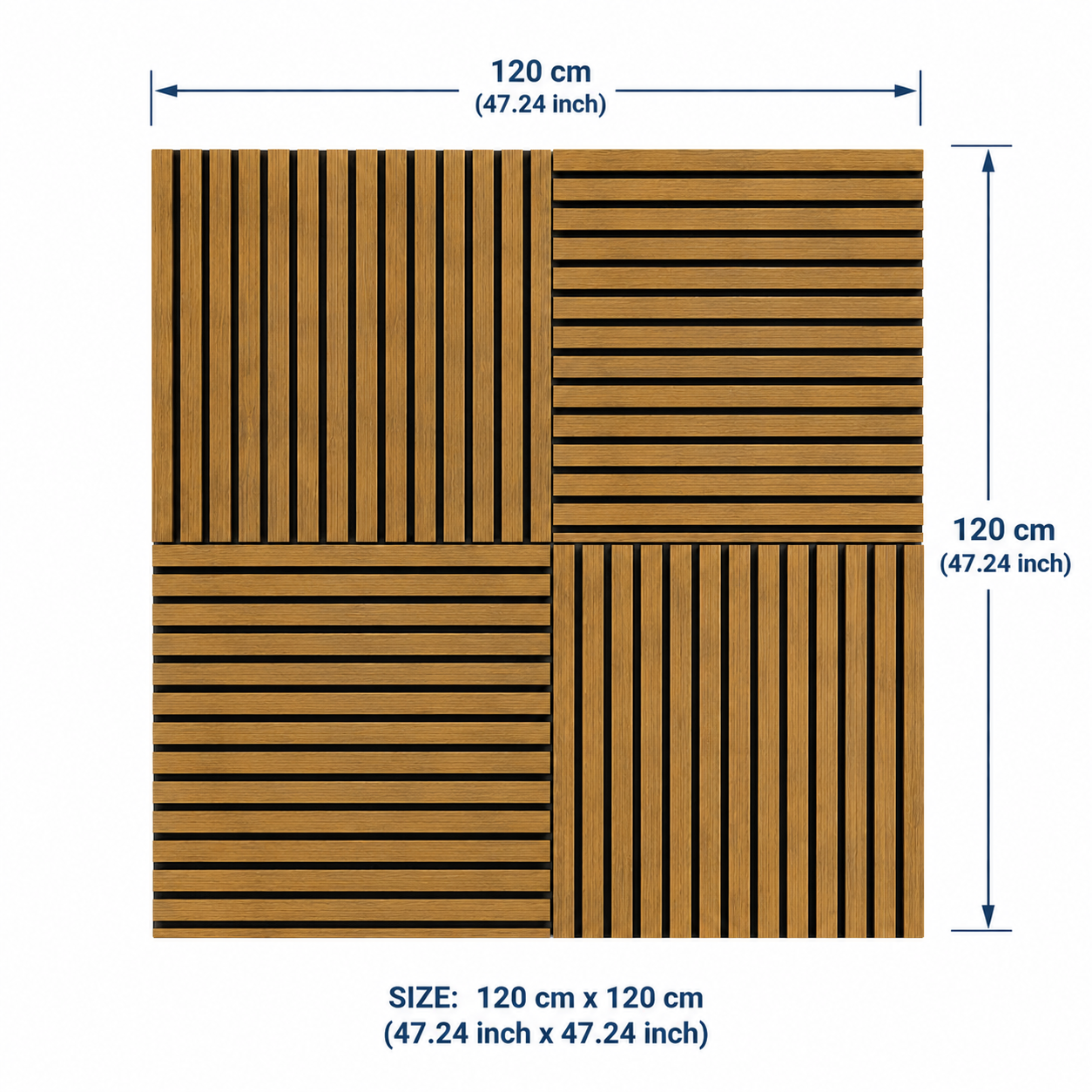 Modern Slat Acoustic Wall Panel 4-Pack Honey Teak (1.44 m2 - 15.5 sq ft) 4-Pack