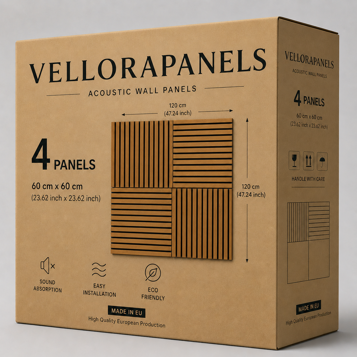 Modern Slat Acoustic Wall Panel 4-Pack Honey Teak (1.44 m2 - 15.5 sq ft) 4-Pack