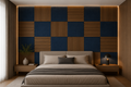 Modern Sound Absorbing Decorative Wall Panels Teak&Blue (1.44 m2 - 15.5 sq ft) 4-Pack
