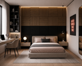 Modern Sound Absorbing Decorative Wall Panels Teak&Black (1.44 m2 - 15.5 sq ft) 4-Pack