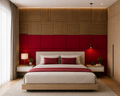 Modern Sound Absorbing Decorative Wall Panels Teak&Red (1.44 m2 - 15.5 sq ft) 4-Pack