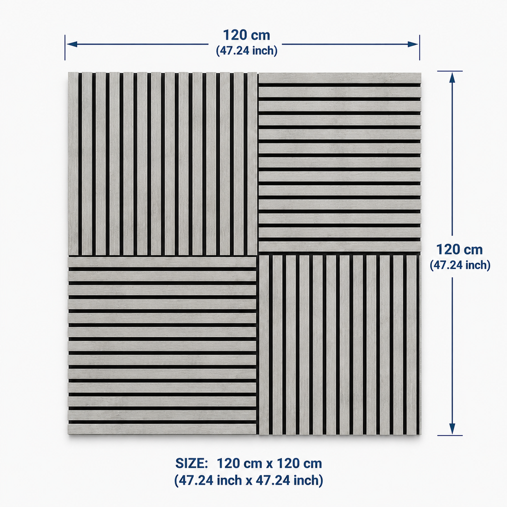 Modern Slat Acoustic Wall Panel 4-Pack Grey (1.44 m2 - 15.5 sq ft) 4-Pack