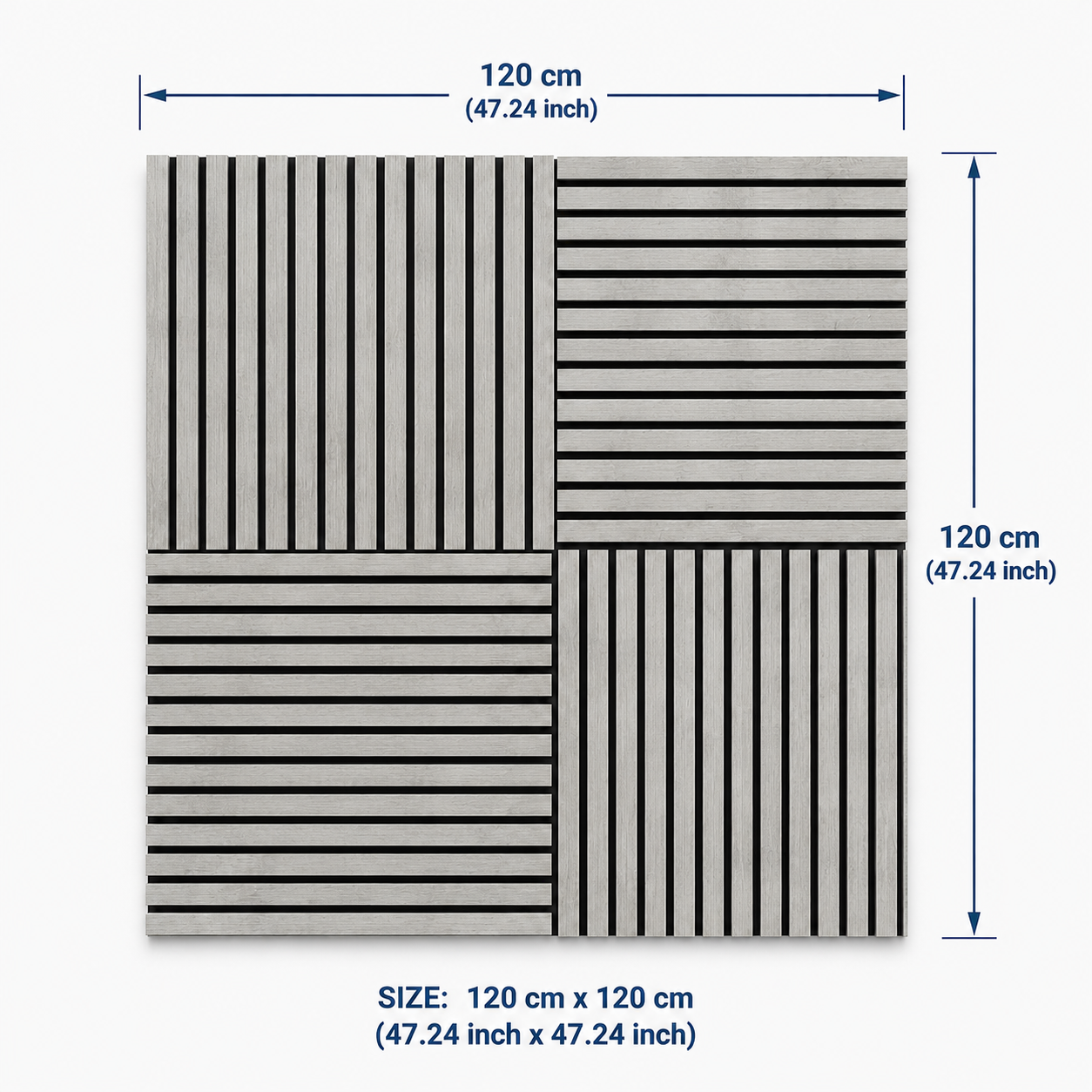 Modern Slat Acoustic Wall Panel 4-Pack Grey (1.44 m2 - 15.5 sq ft) 4-Pack