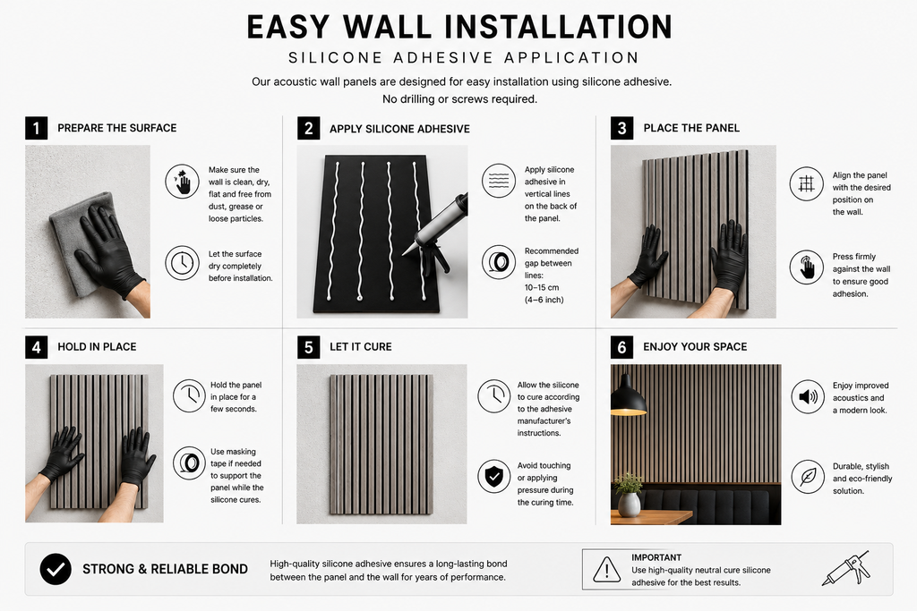 Modern Slat Acoustic Wall Panel 4-Pack Grey (1.44 m2 - 15.5 sq ft) 4-Pack