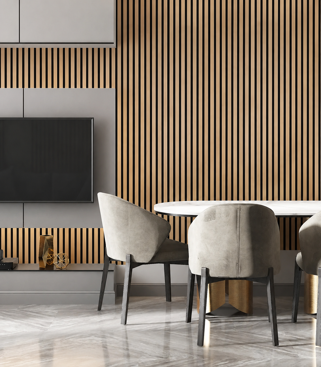 American Luxury Gold Acoustic Slat Wood Wall Panels