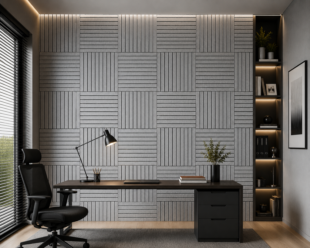 Modern Slat Acoustic Wall Panel 4-Pack Grey (1.44 m2 - 15.5 sq ft) 4-Pack