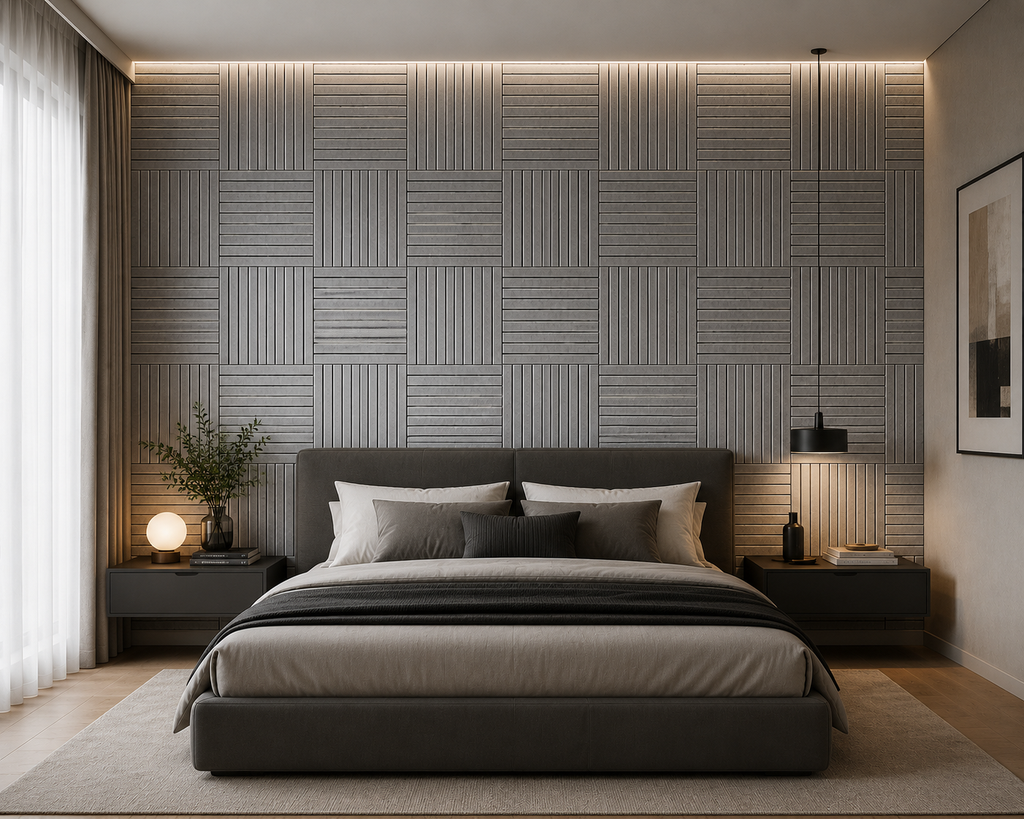 Modern Slat Acoustic Wall Panel 4-Pack Grey (1.44 m2 - 15.5 sq ft) 4-Pack