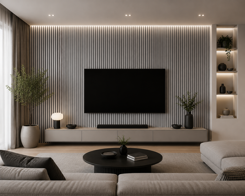 American Luxury Silver Acoustic Slat Wood Wall Panels