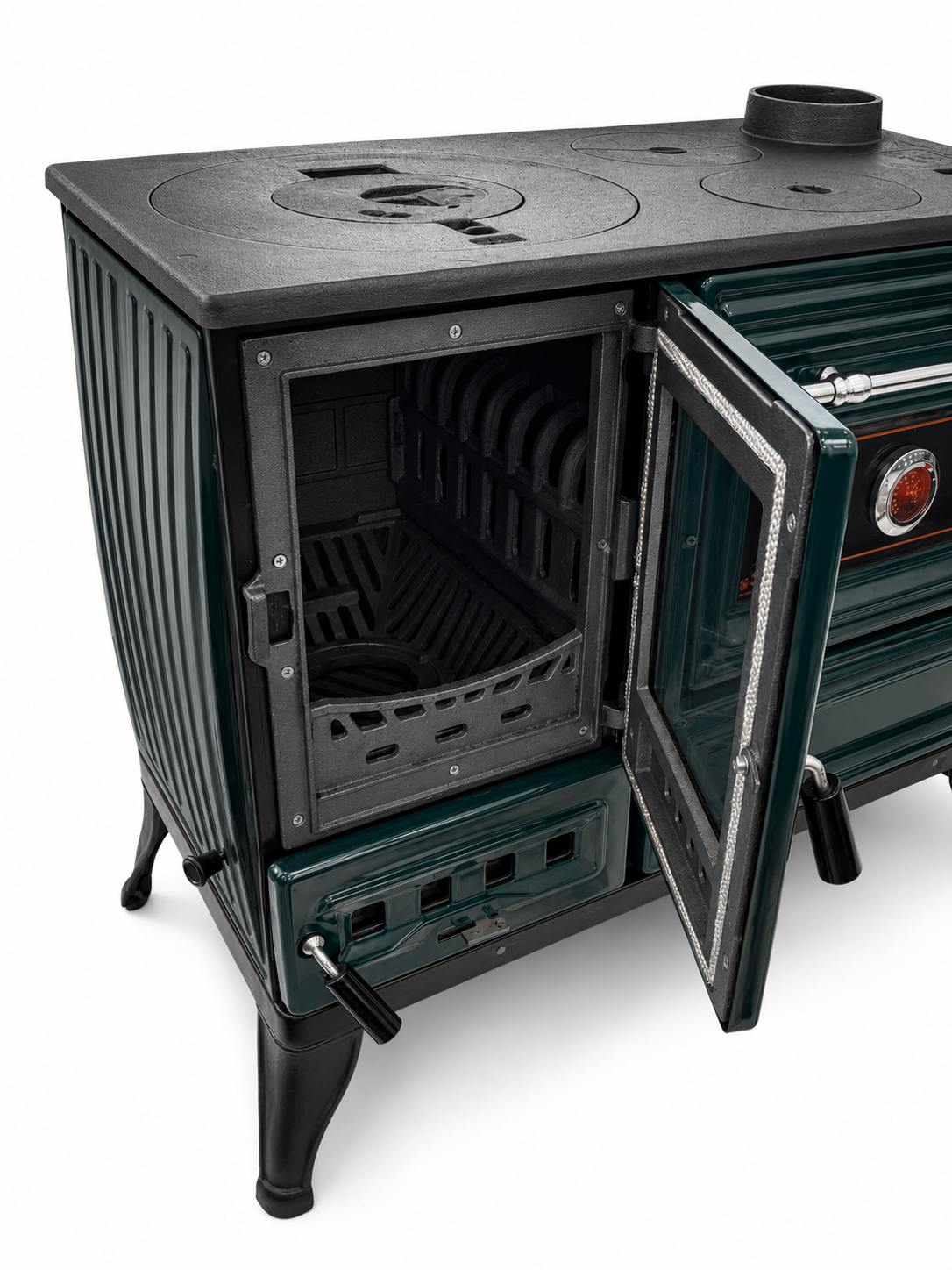 Green Cast Iron Burning Fireplace Wood Stove Anatolian Green
