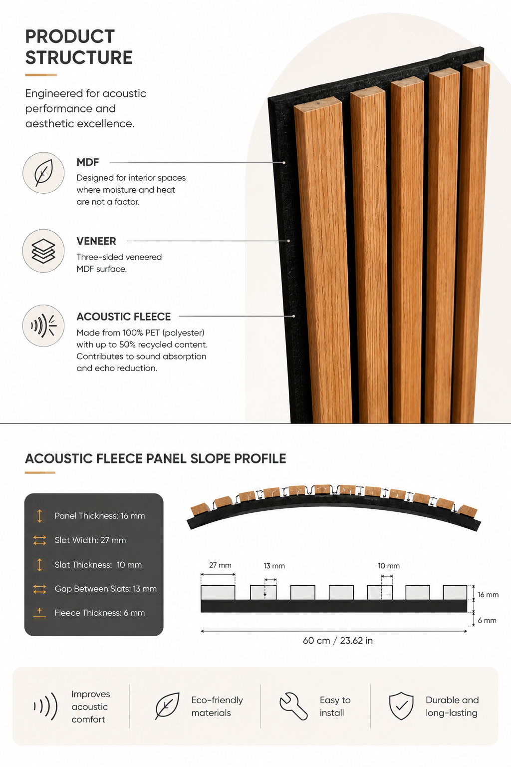 Acoustic Slat Wood Wall Panels Walnut