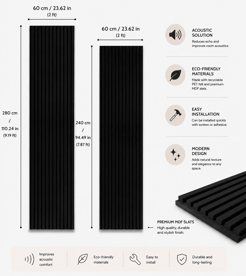 American Luxury Black Acoustic Slat Wood Wall Panels