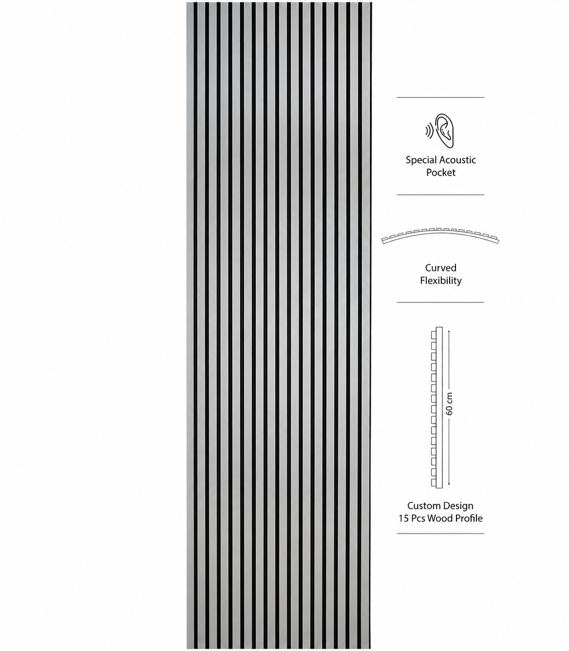 American Luxury Silver Acoustic Slat Wood Wall Panels