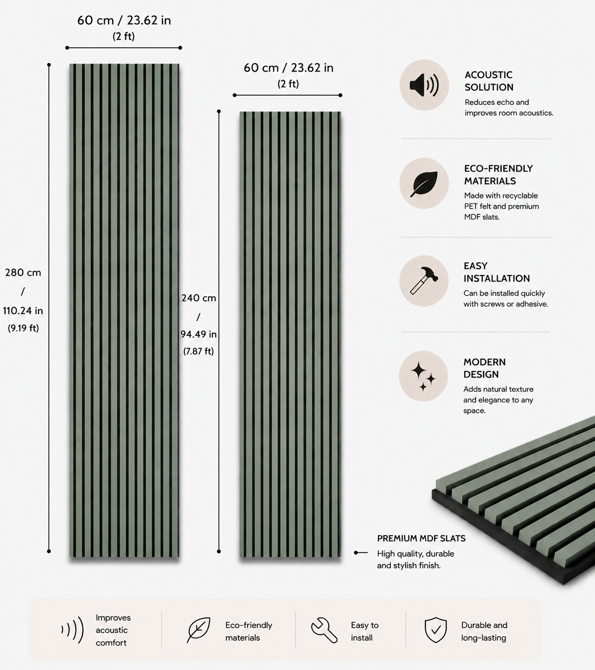 American Luxury Beige Acoustic Slat Wood Wall Panels