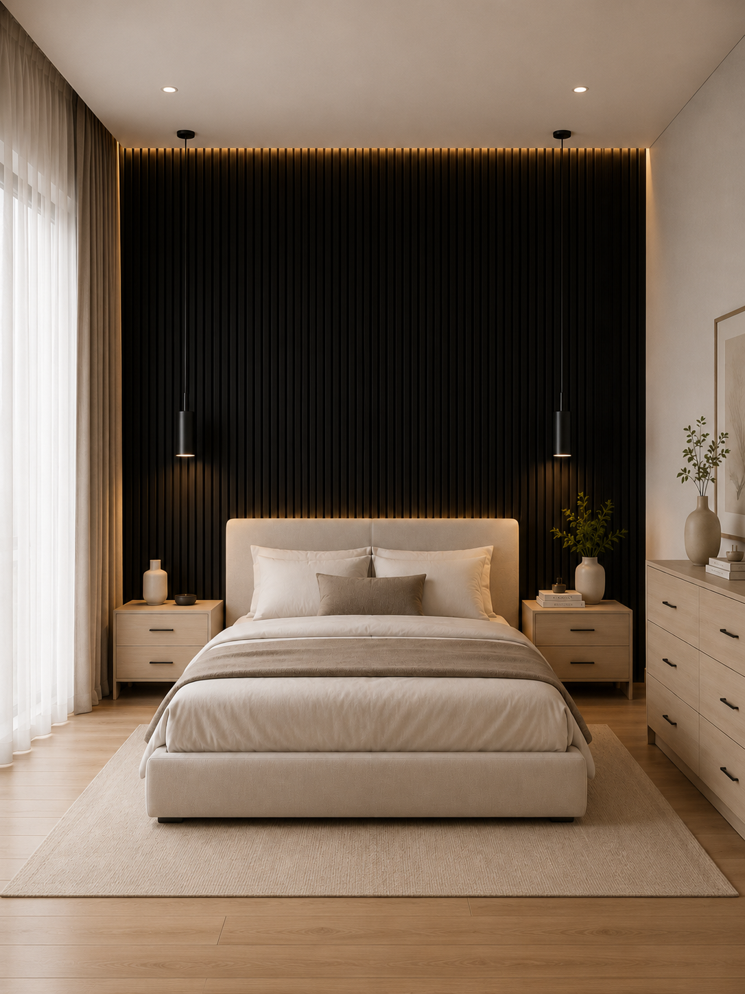 American Luxury Black Acoustic Slat Wood Wall Panels