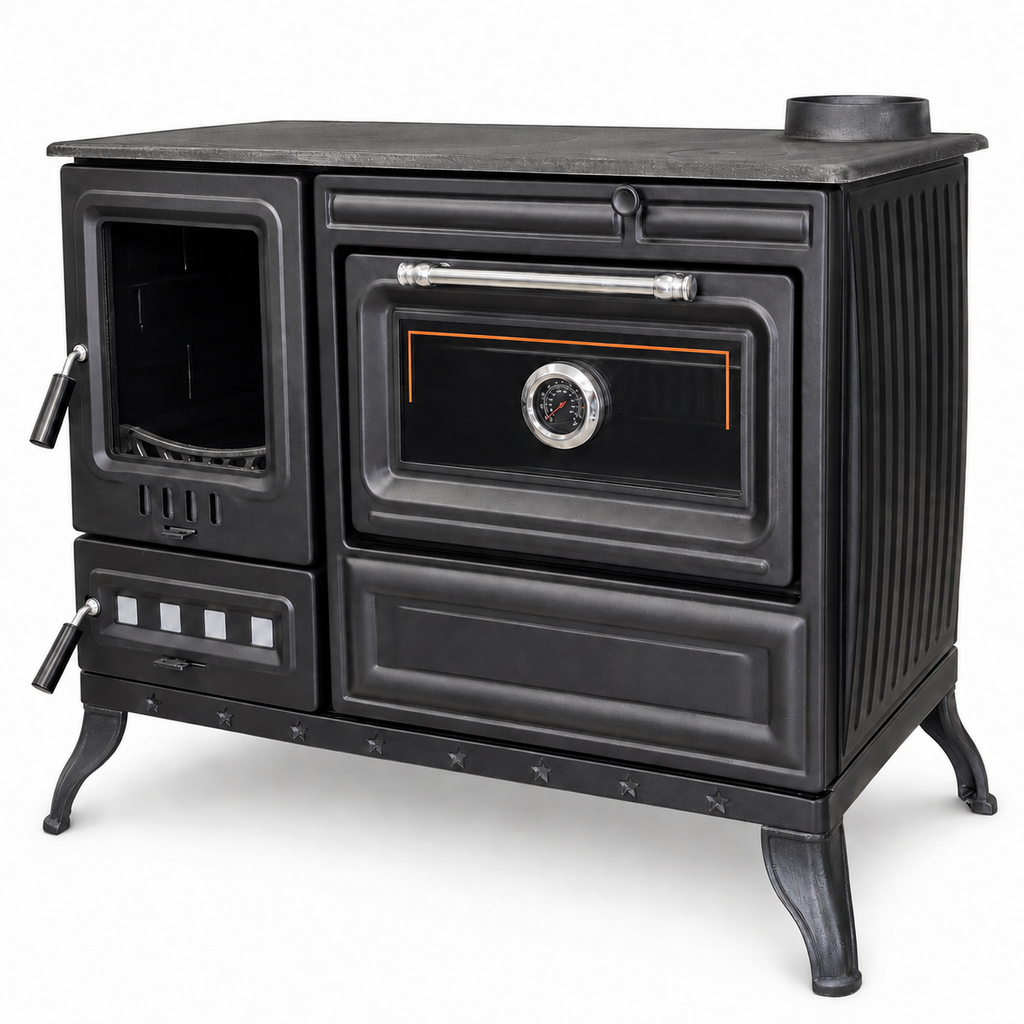 Cast Iron Burning Fireplace Wood Stove  Anatolian Black