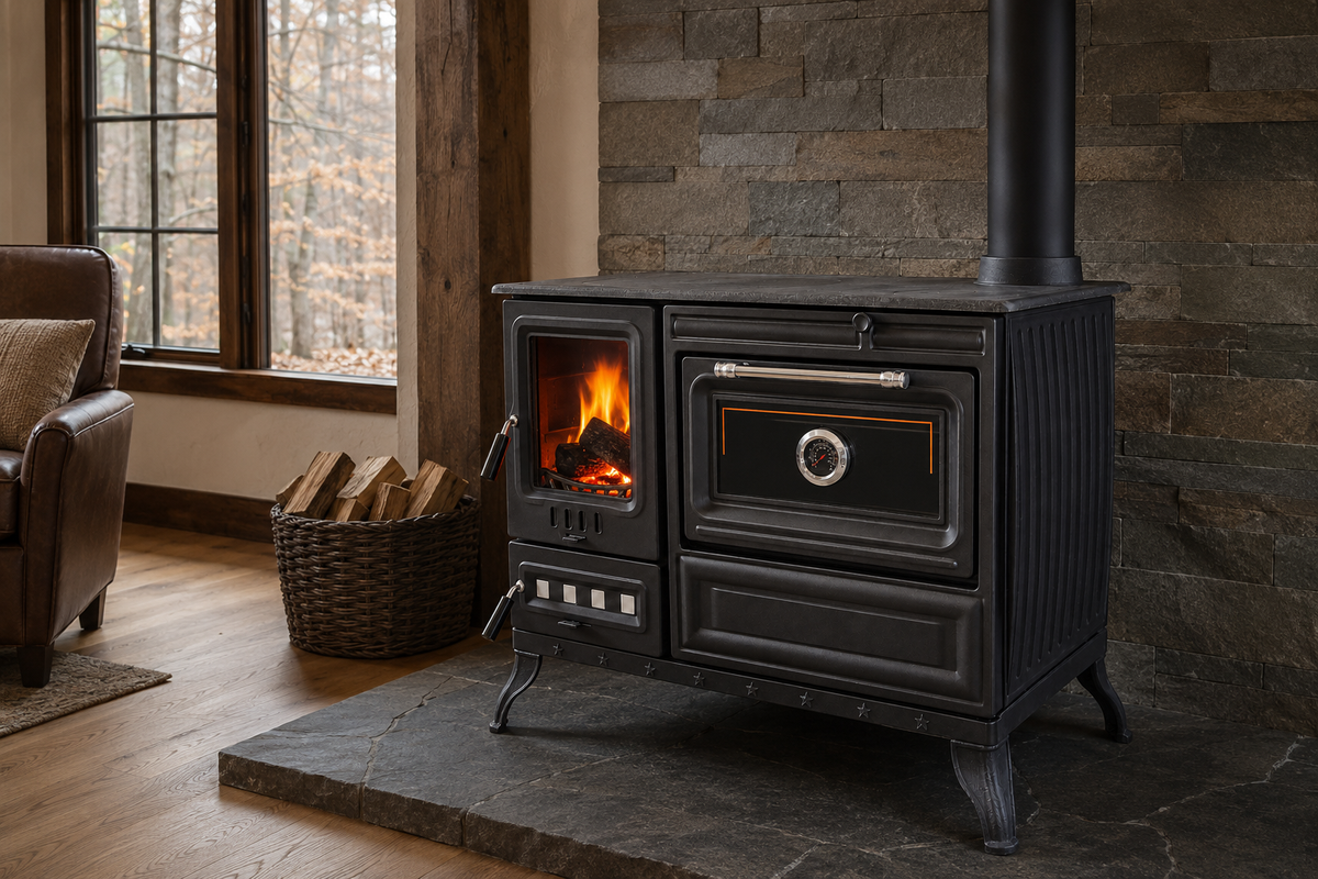 Cast Iron Burning Fireplace Wood Stove  Anatolian Black