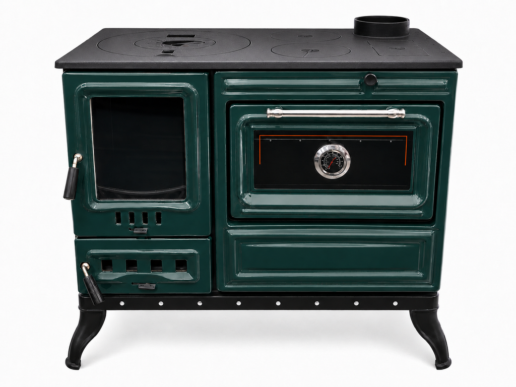 Green Cast Iron Burning Fireplace Wood Stove Anatolian Green