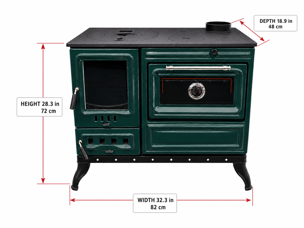 Green Cast Iron Burning Fireplace Wood Stove Anatolian Green