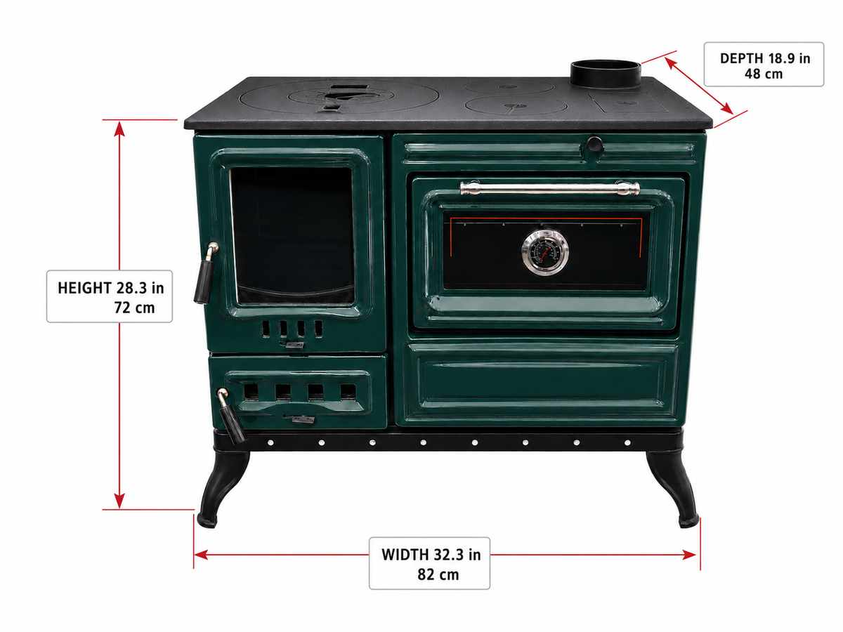 Green Cast Iron Burning Fireplace Wood Stove Anatolian Green