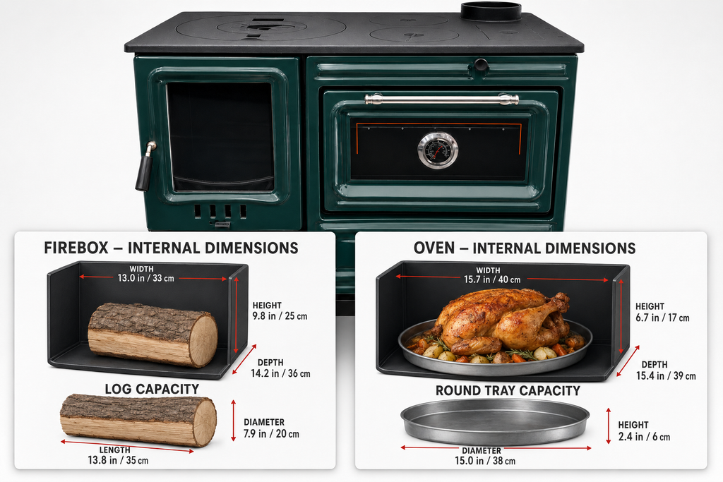 Green Cast Iron Burning Fireplace Wood Stove Anatolian Green