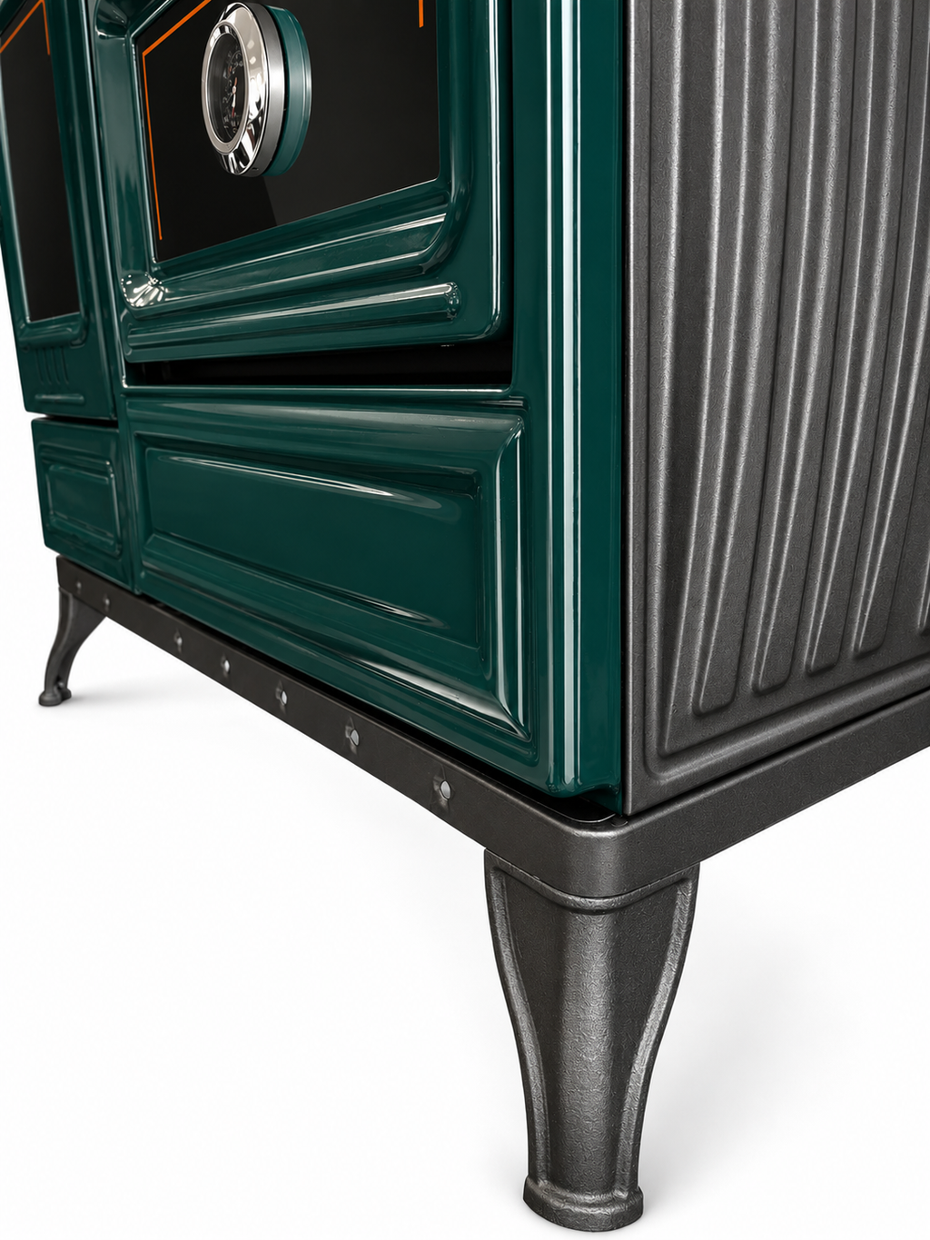 Green Cast Iron Burning Fireplace Wood Stove Anatolian Green