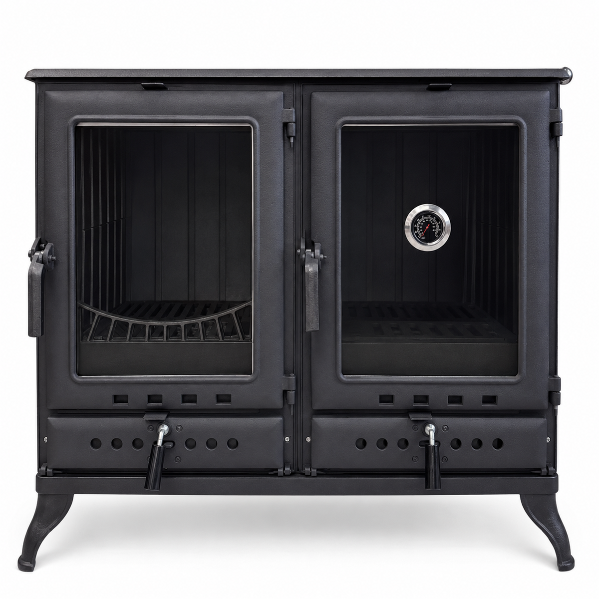 MEGA Black Cast Iron Stove with Oven Durable Cast Iron Fireplace  Largest Firebox & Cooking Oven in Its Class