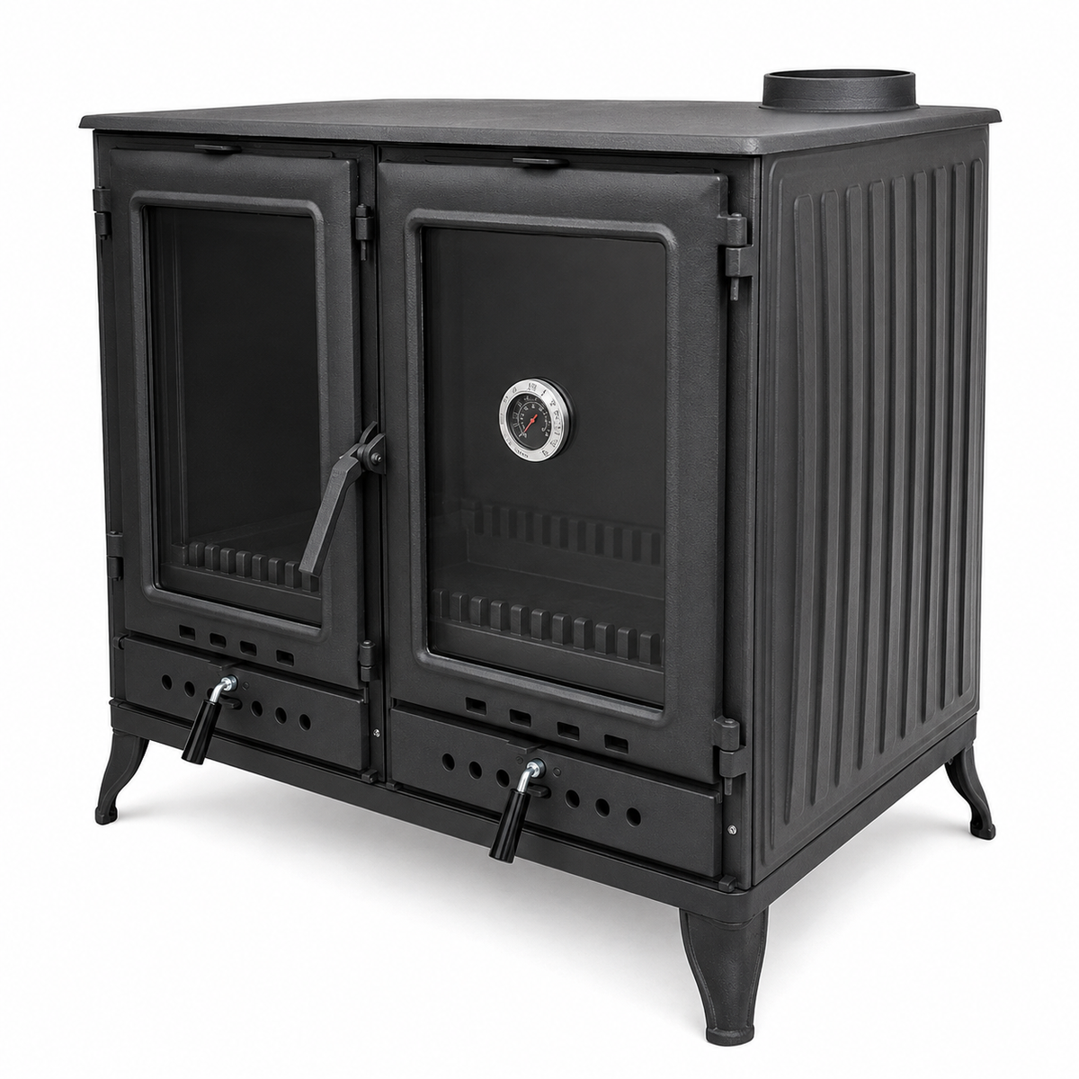 MEGA Black Cast Iron Stove with Oven Durable Cast Iron Fireplace  Largest Firebox & Cooking Oven in Its Class