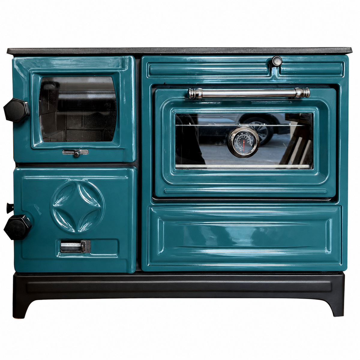 Green Cast Iron Wood Stove