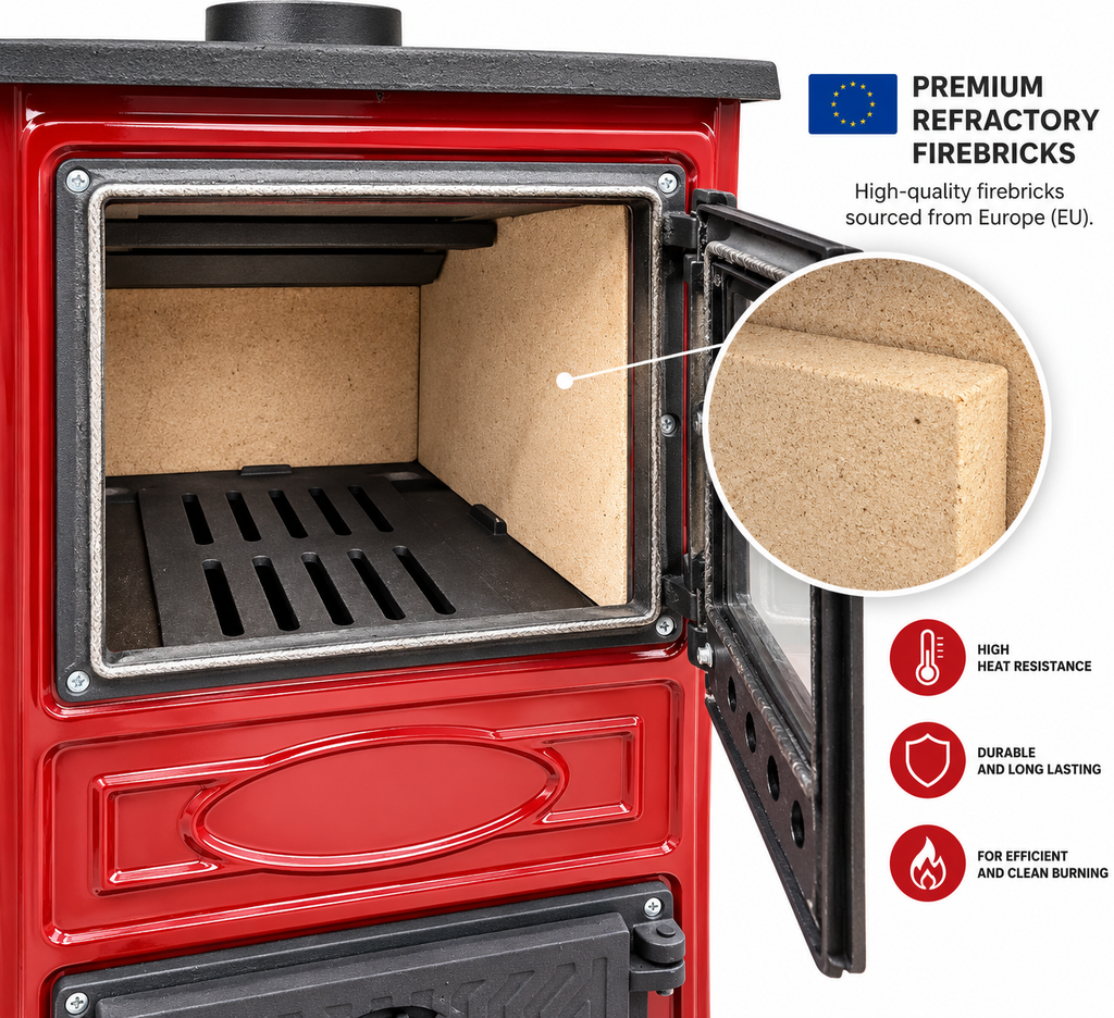 Portable  Red Wood Burning Stove – Compact Cabin & Camping Cook Stove