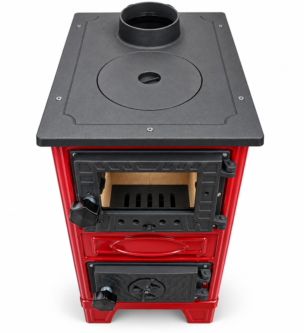 Portable  Red Wood Burning Stove – Compact Cabin & Camping Cook Stove