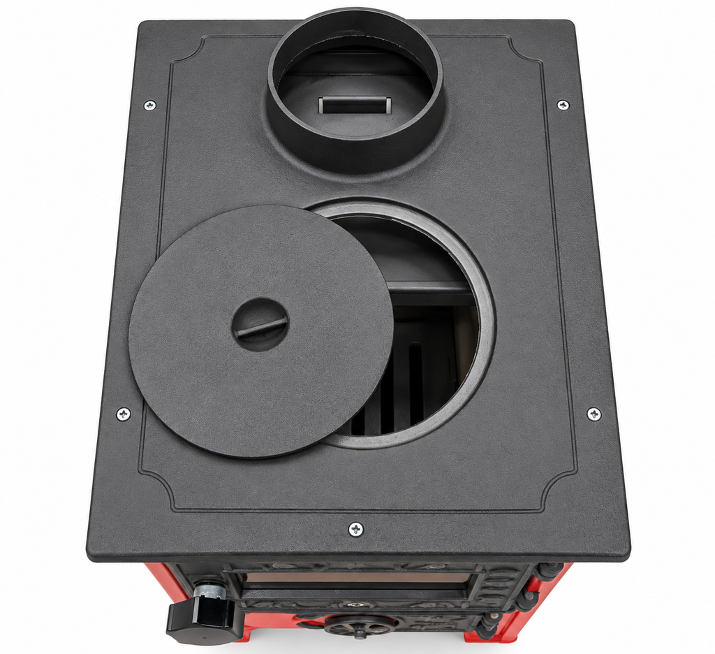 Portable  Red Wood Burning Stove – Compact Cabin & Camping Cook Stove