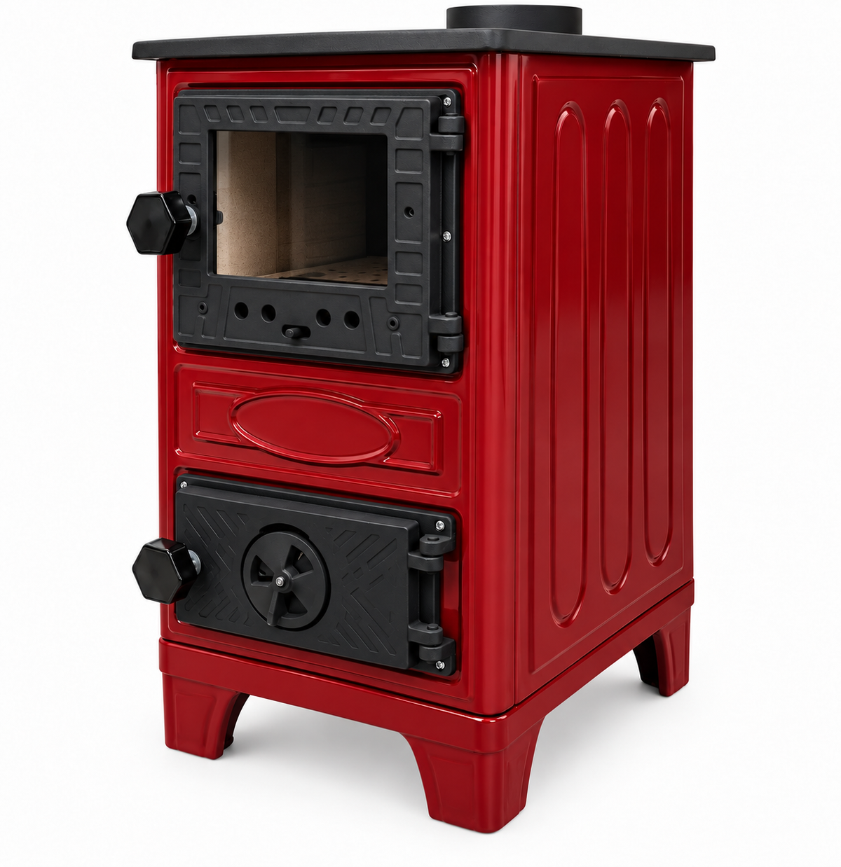 Portable  Red Wood Burning Stove – Compact Cabin & Camping Cook Stove