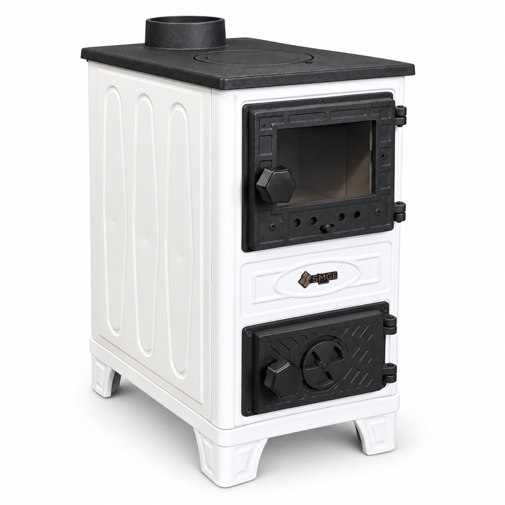 Portable  White Wood Burning Stove – Compact Cabin & Camping Cook Stove