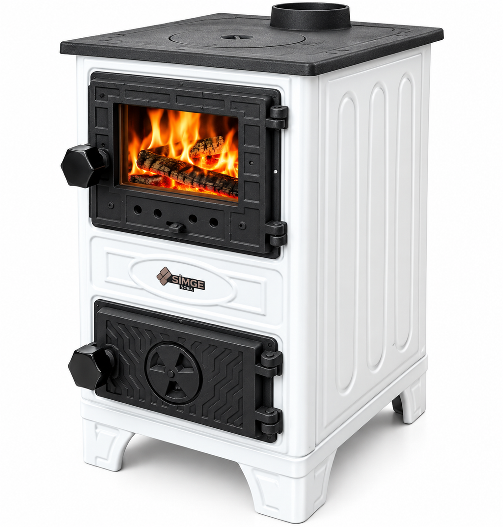 Portable  White Wood Burning Stove – Compact Cabin & Camping Cook Stove