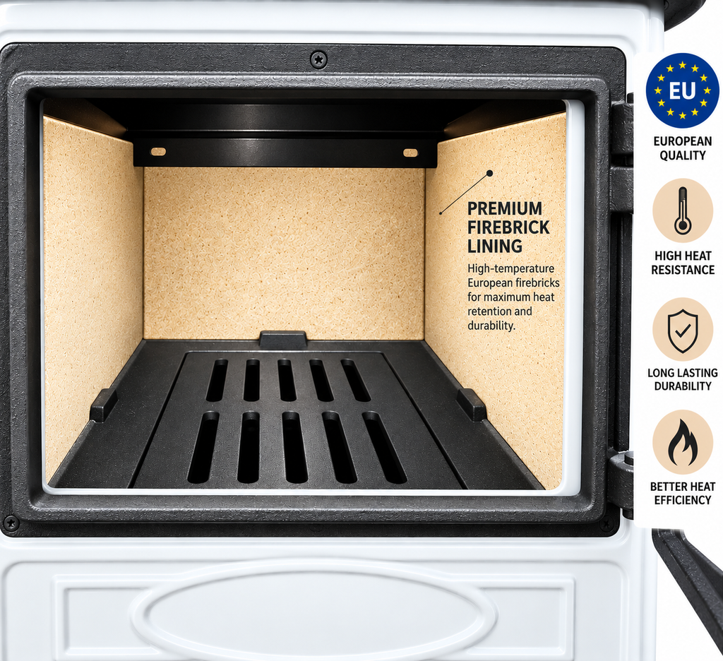 Portable  White Wood Burning Stove – Compact Cabin & Camping Cook Stove
