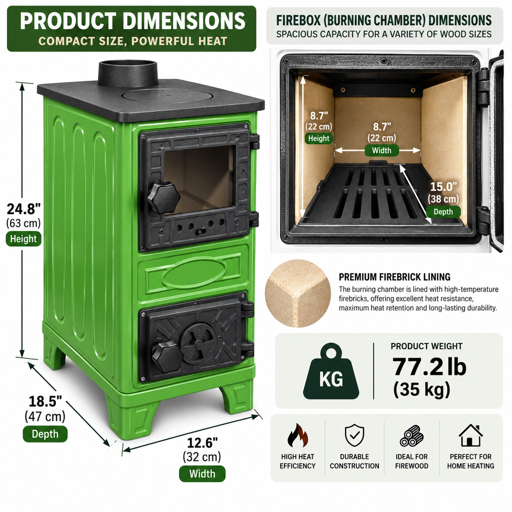 Portable Green Burning Stove – Compact Cabin & Camping Cook Stove