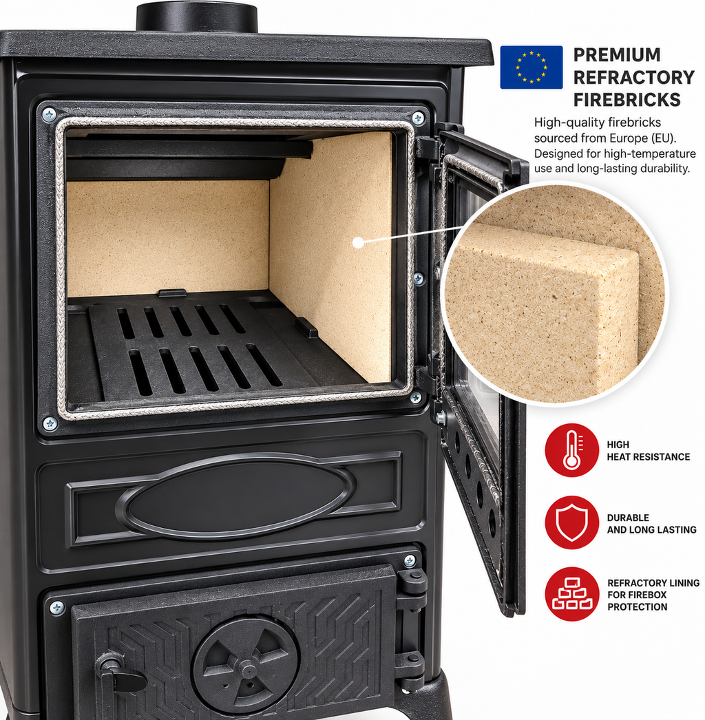 Portable Black Wood Burning Stove – Compact Cabin & Camping Cook Stove