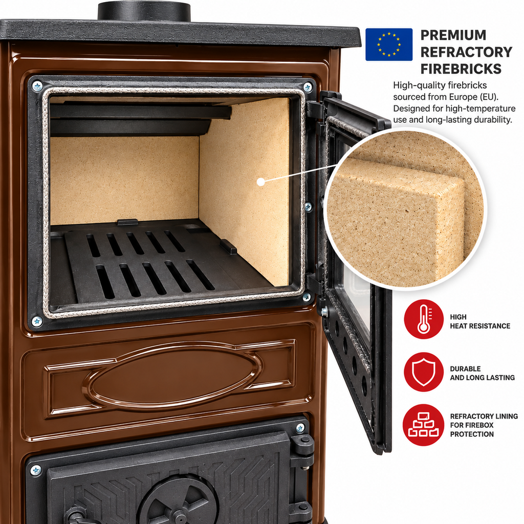 Portable Brown Wood Burning Stove – Compact Cabin & Camping Cook Stove