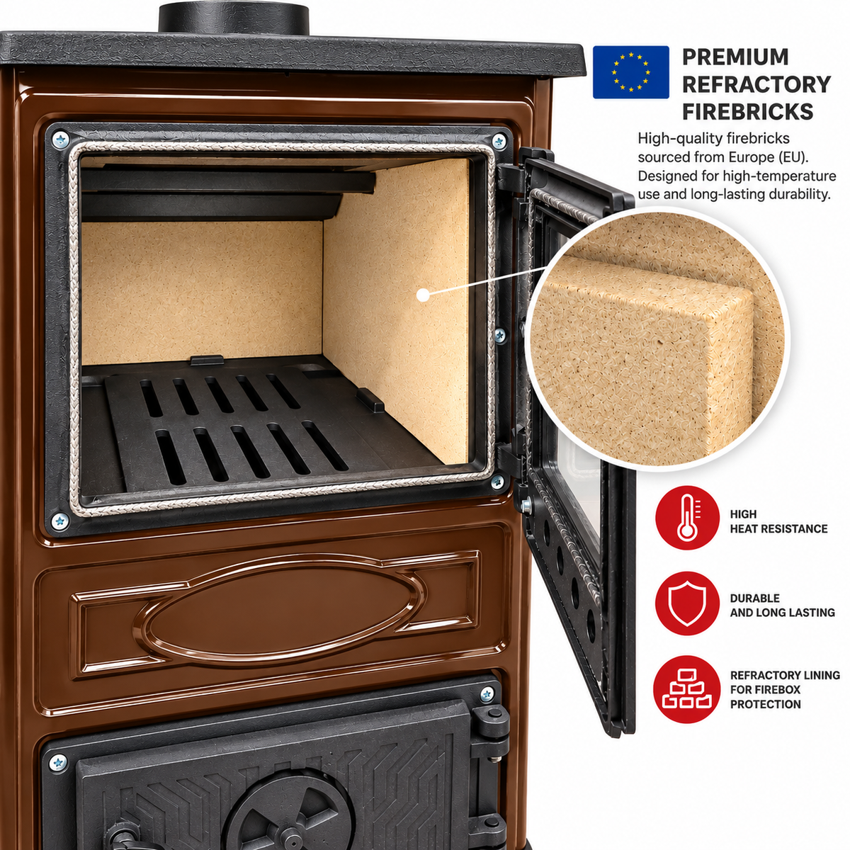 Portable Brown Wood Burning Stove – Compact Cabin & Camping Cook Stove